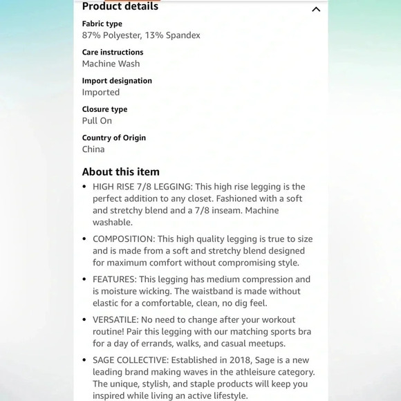 Sage Collective • 7/8 High Rise Multicolor Leggings - Picture 11 of 11
